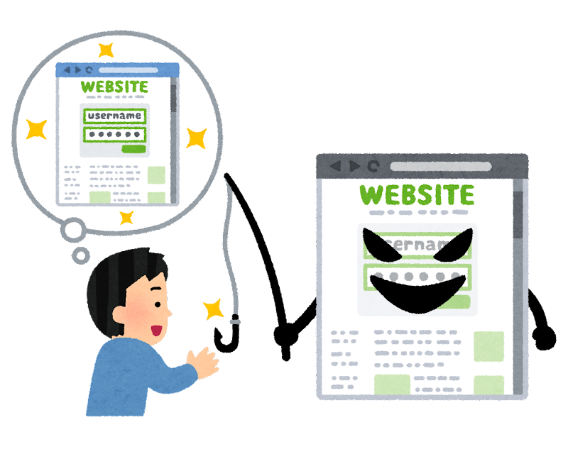 フィッシングサイトのイメージ（偽サイトと釣り竿）
